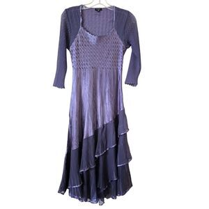 Komarov dusty purple long dress, Size Small evenings, cocktail, crinkled satin